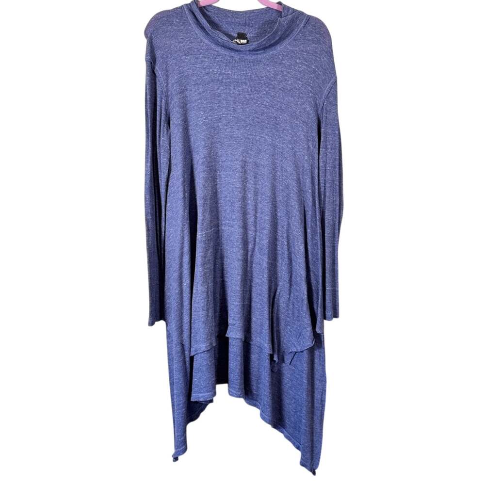 Free People Purple Thermal Boho High Low Tunic Mini Dress Womens M Casual Fall